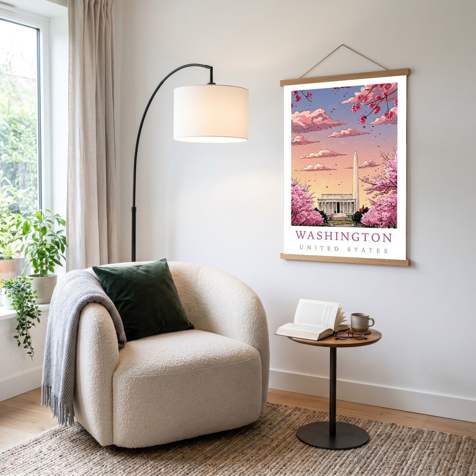 Washington DC — Cherry Blossom Monument Wall Art Print