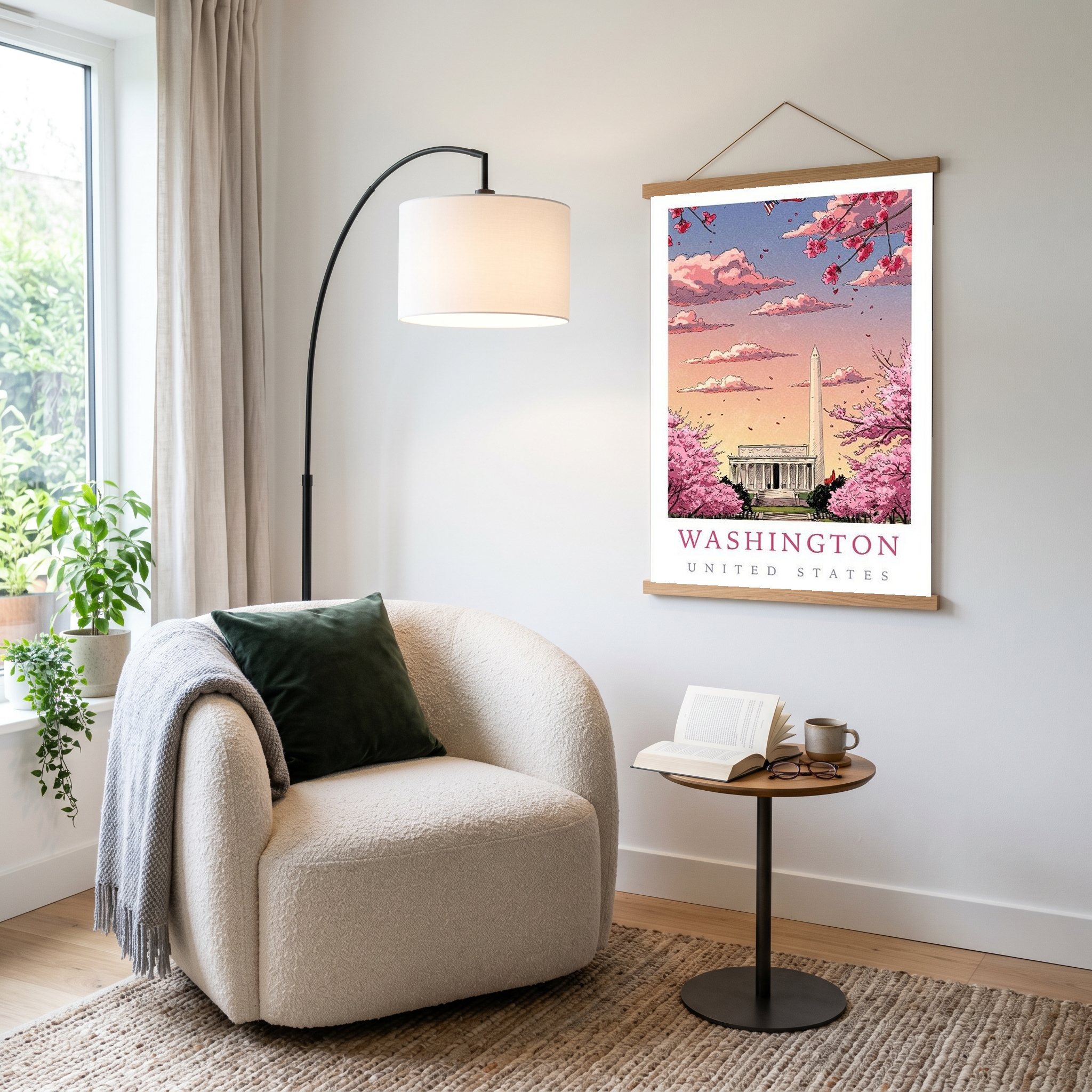 Washington DC — Cherry Blossom Monument Wall Art Print