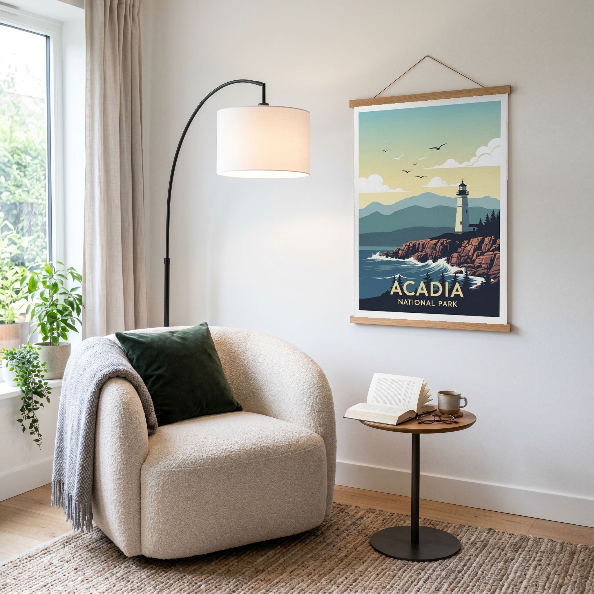 Acadia National Park Poster — Vintage Maine Lighthouse Coastal Print
