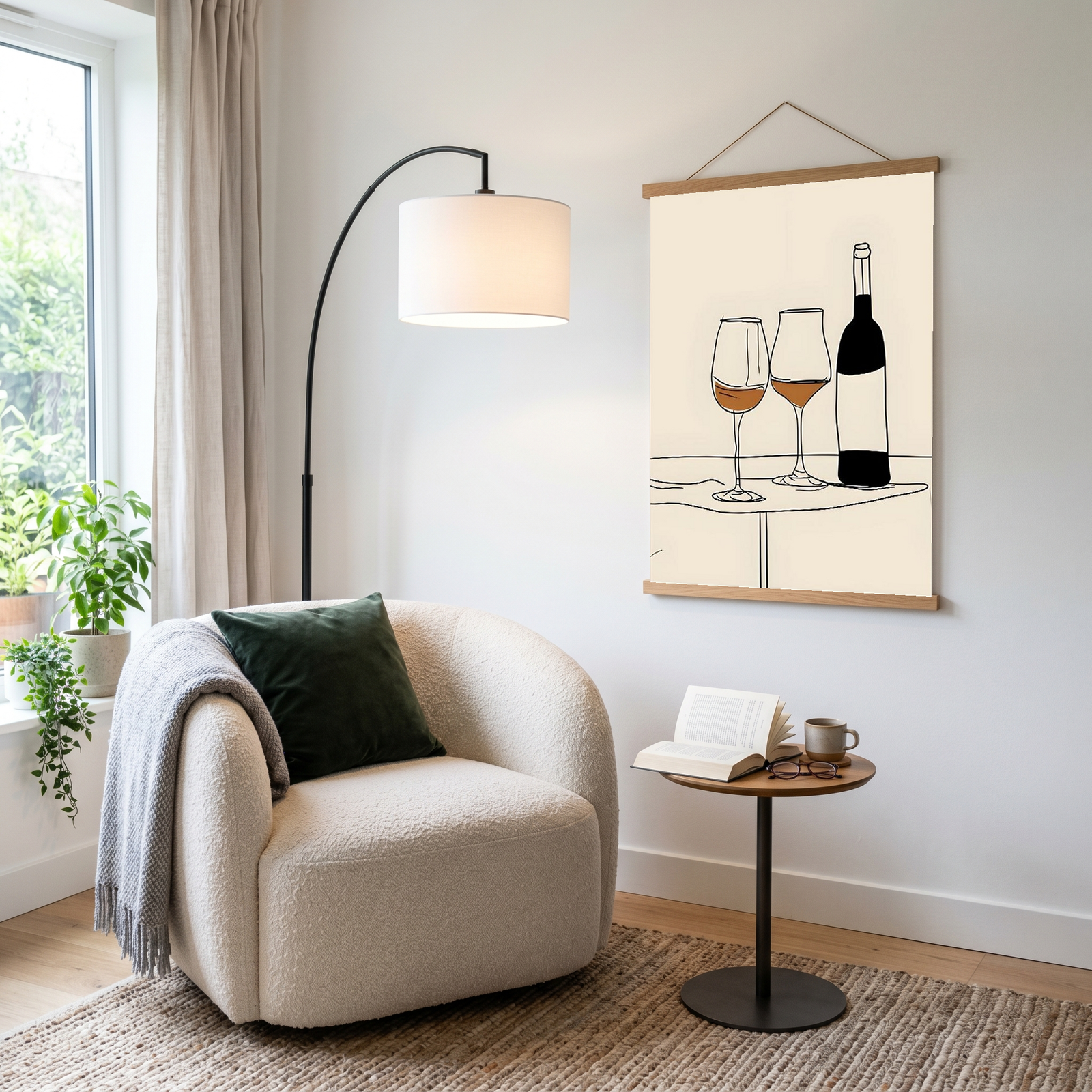 Minimalist Wine Line Art Print – Modern Kitchen & Bar Cart Poster