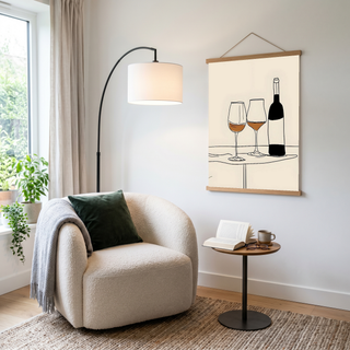 Minimalist Wine Line Art Print – Modern Kitchen & Bar Cart Poster