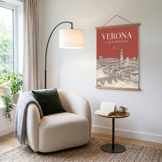 Verona Line Art Print — Rust Arena Ponte Pietra Skyline Wall Art
