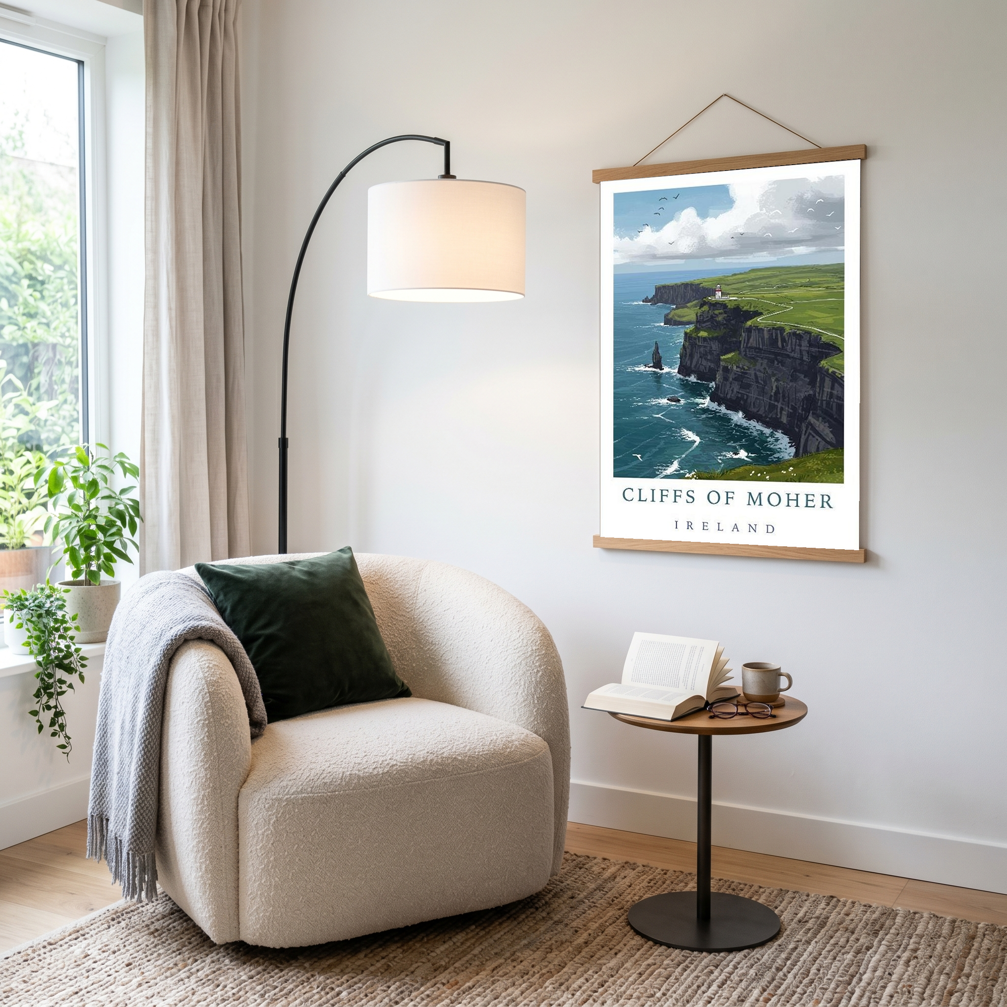 Cliffs of Moher Ireland Travel Poster — Coastal Lighthouse Atlantic Print