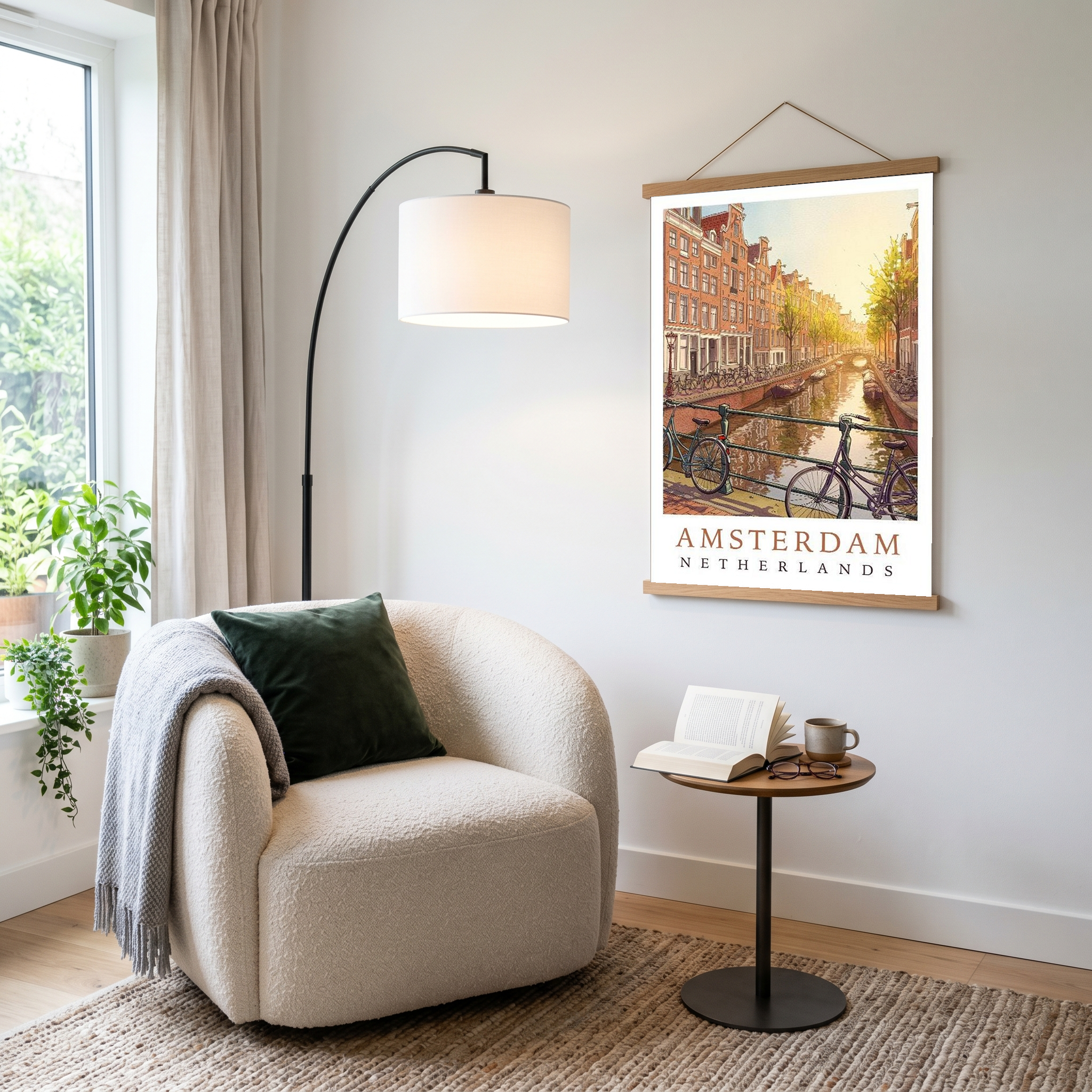 Amsterdam Netherlands Travel Poster — Canal House Bicycle Print