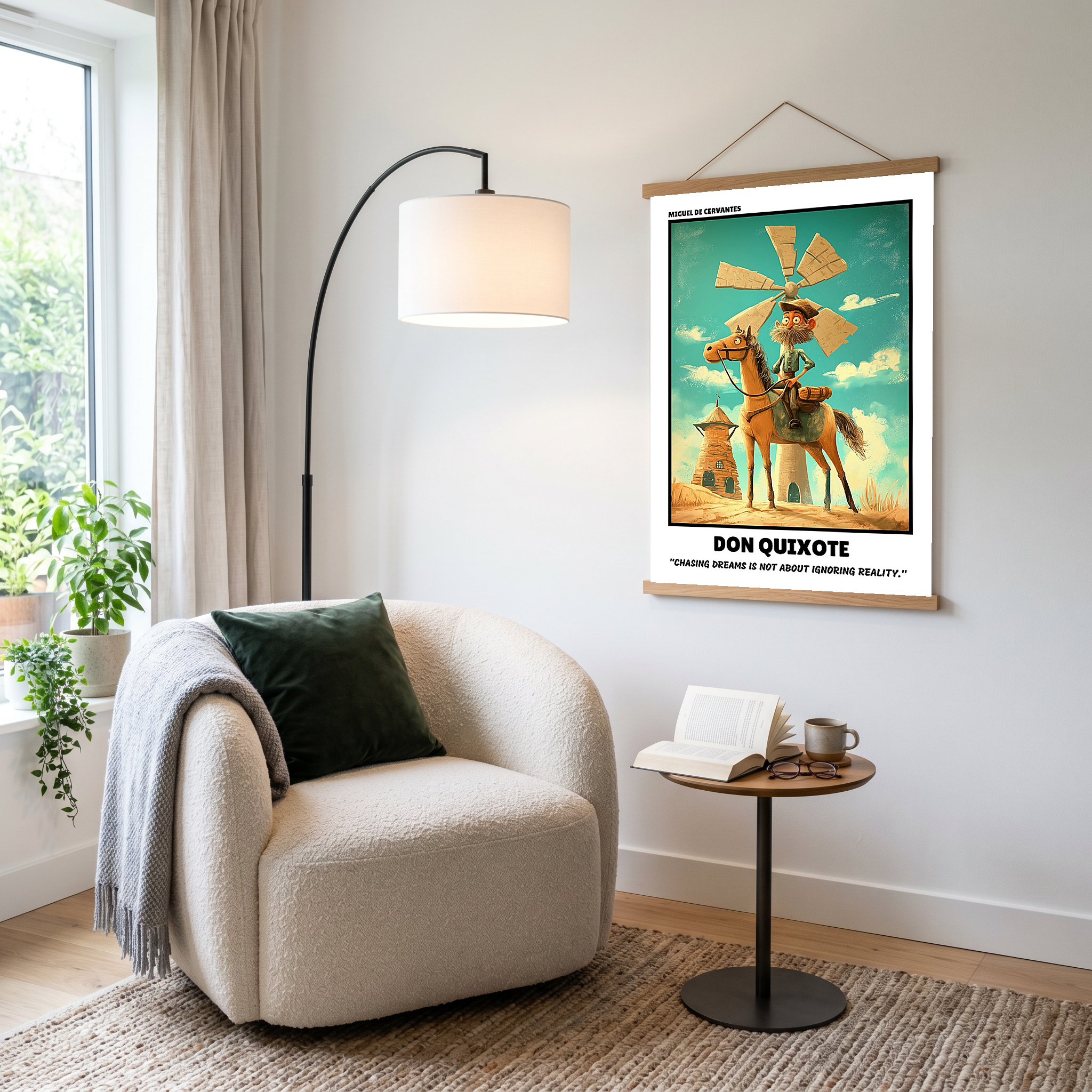 Don Quixote Poster - Chasing Dreams Literary Quote Wall Art Print