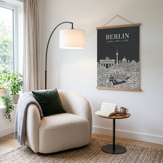 Berlin Line Art Print — Charcoal Brandenburg Gate TV Tower Skyline Wall Art