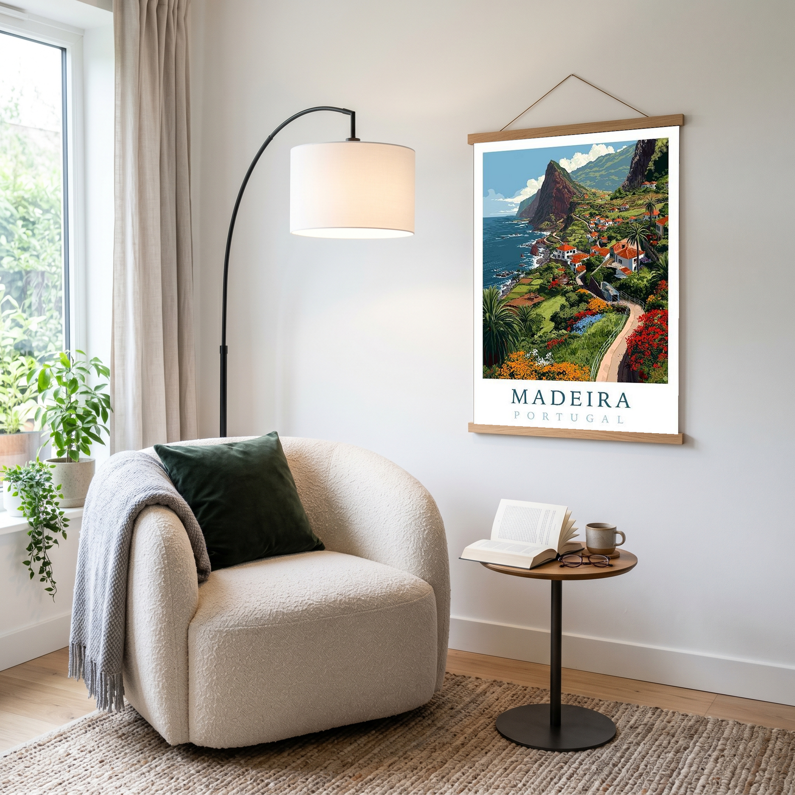 Madeira Portugal Travel Poster — Vintage Island Cliffs Print