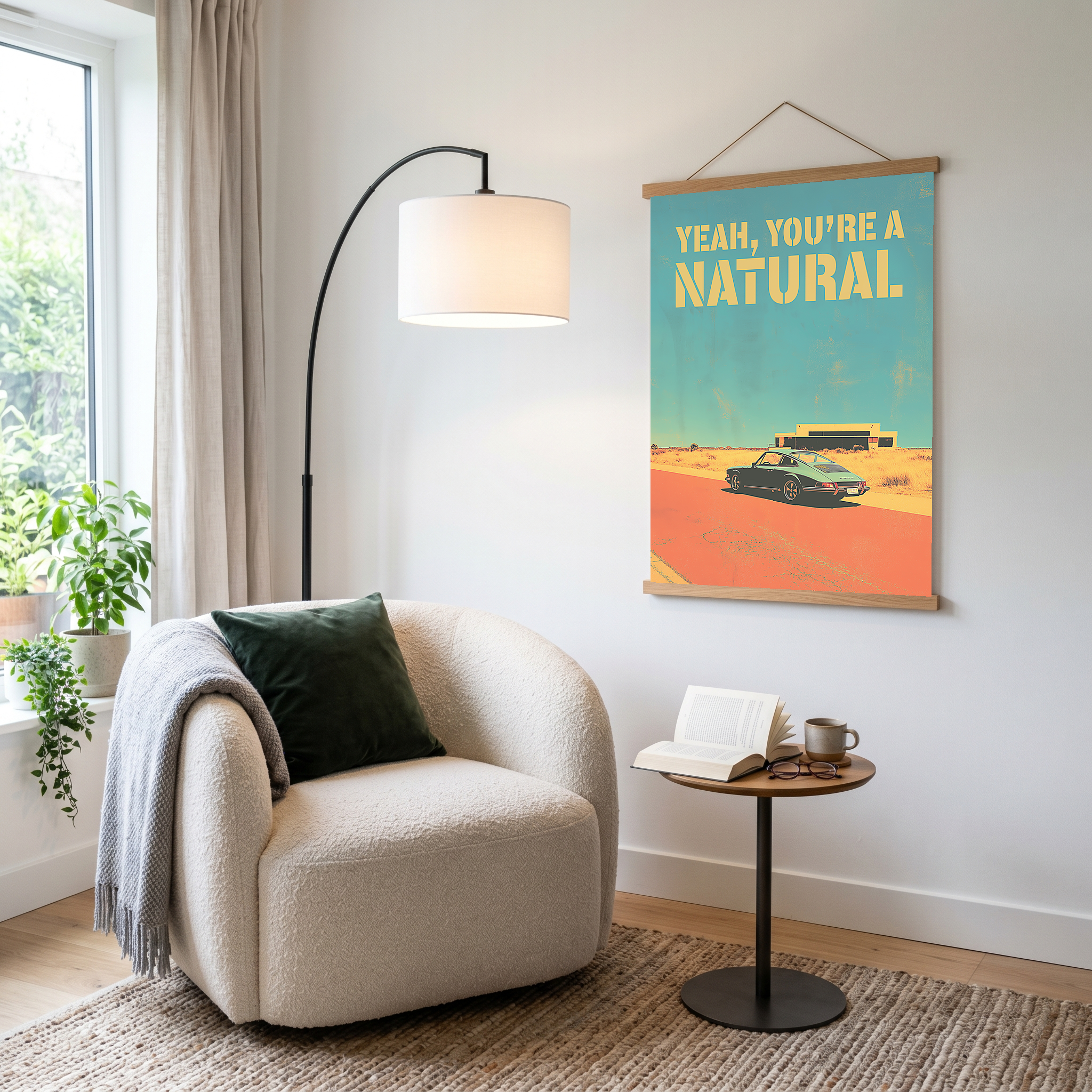 Vintage Porsche Desert Road Poster — You're a Natural Motivational Print