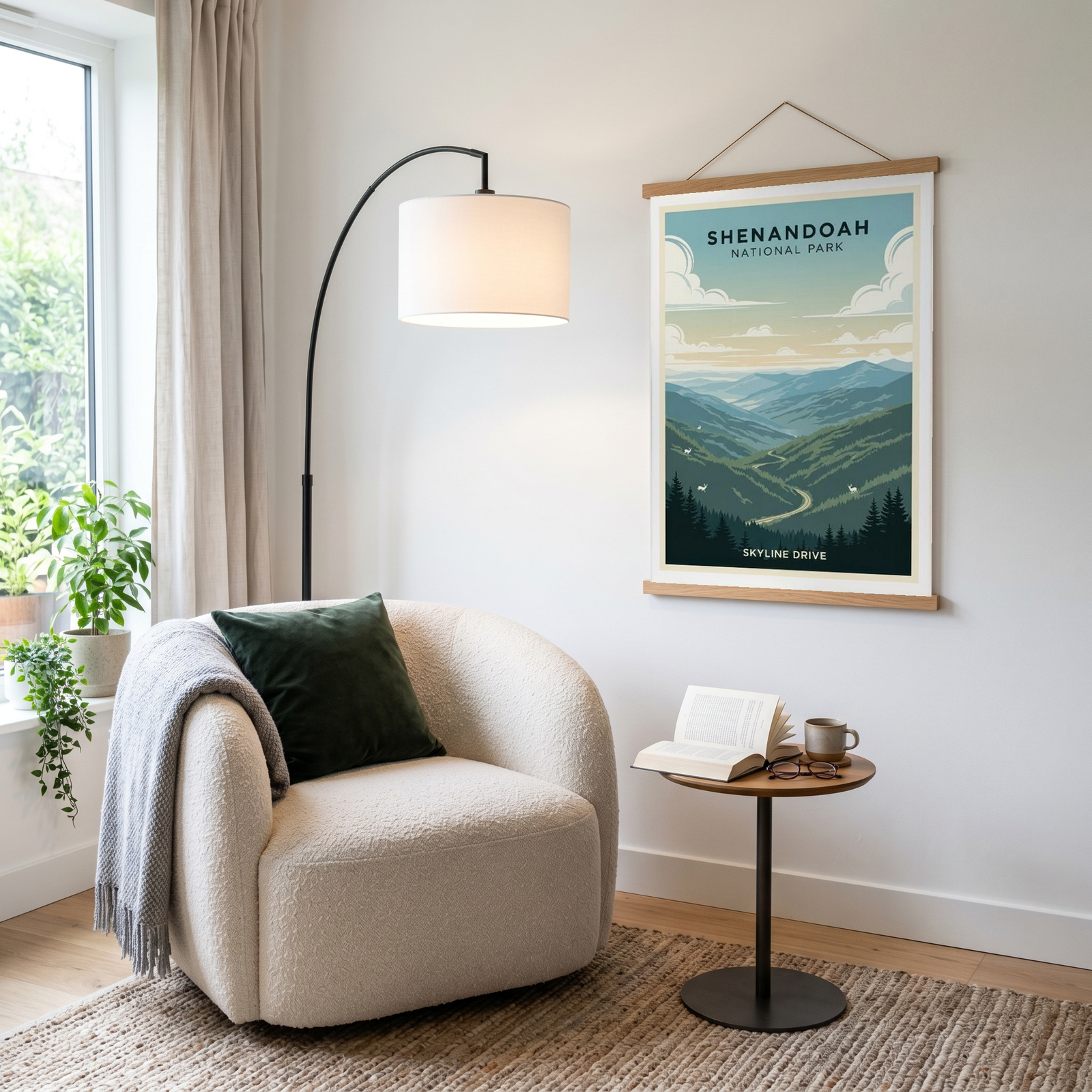 Shenandoah National Park Poster — Vintage Virginia Skyline Drive Deer Print