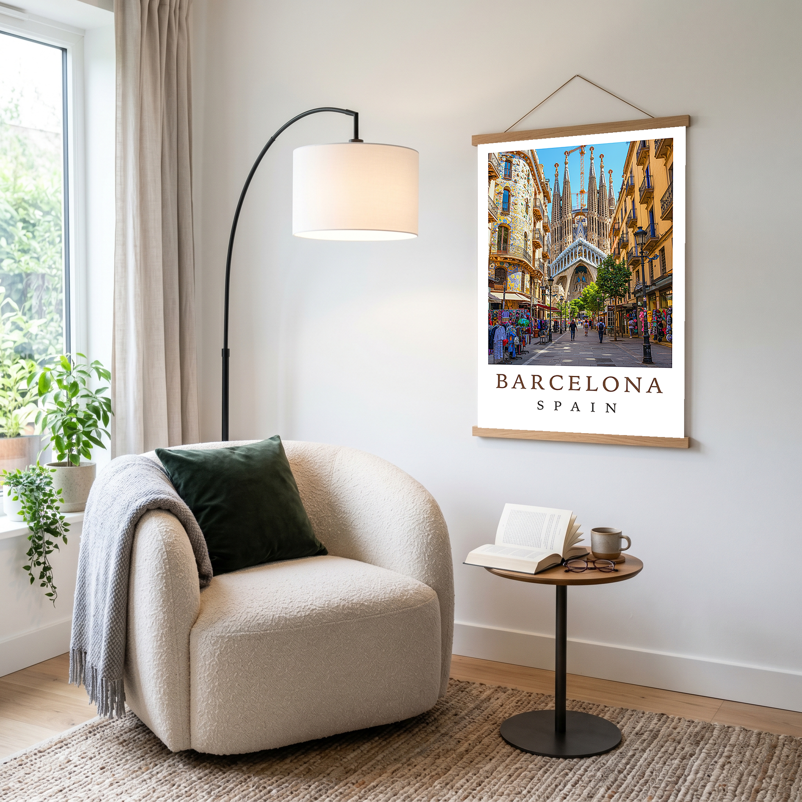 Barcelona Spain Travel Poster — Sagrada Familia Cityscape Print