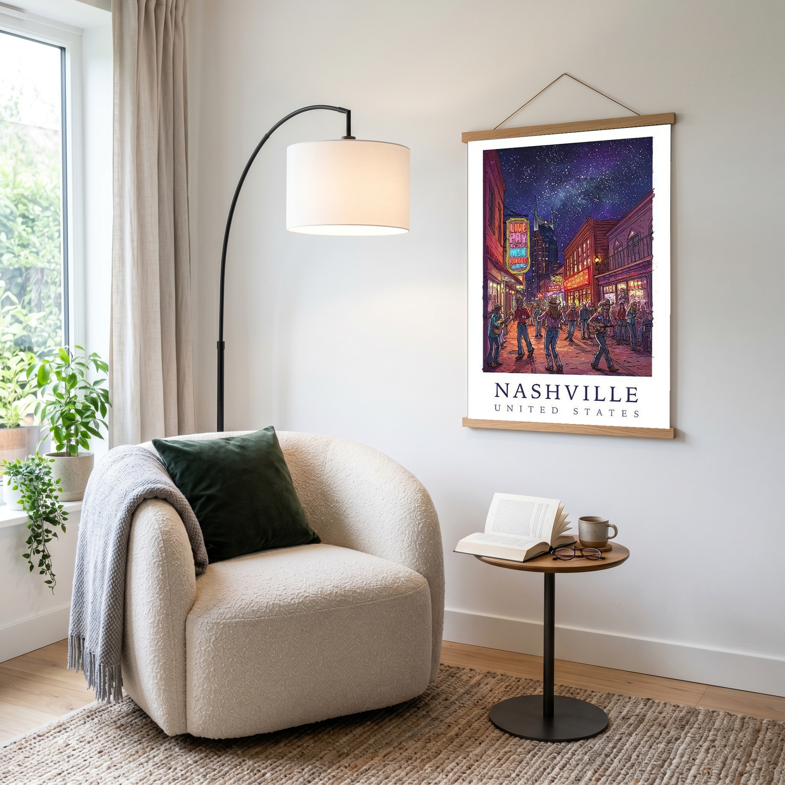 Nashville Travel Poster — Music City Broadway Honky Tonks Night Print
