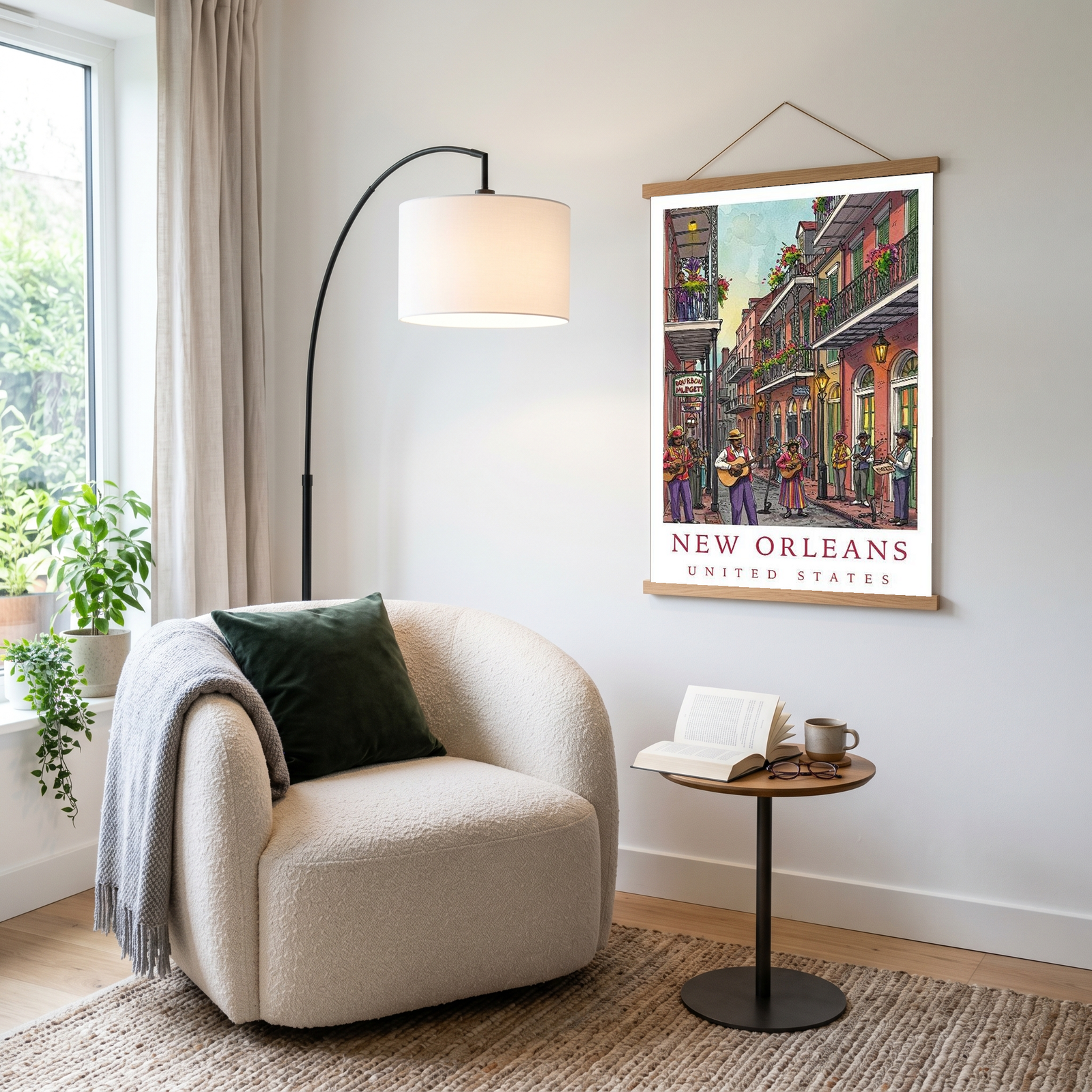New Orleans Travel Poster — French Quarter Jazz Buskers Street Print
