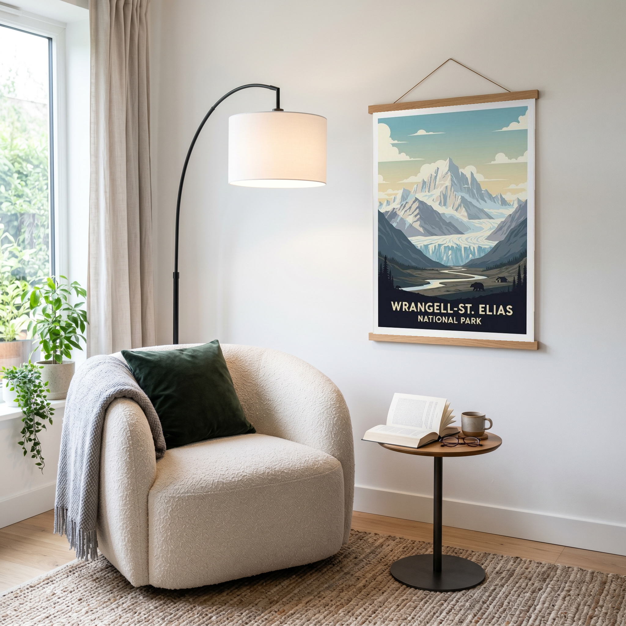 Wrangell-St. Elias National Park Poster — Vintage Alaska Glacier Mountain Bear Print