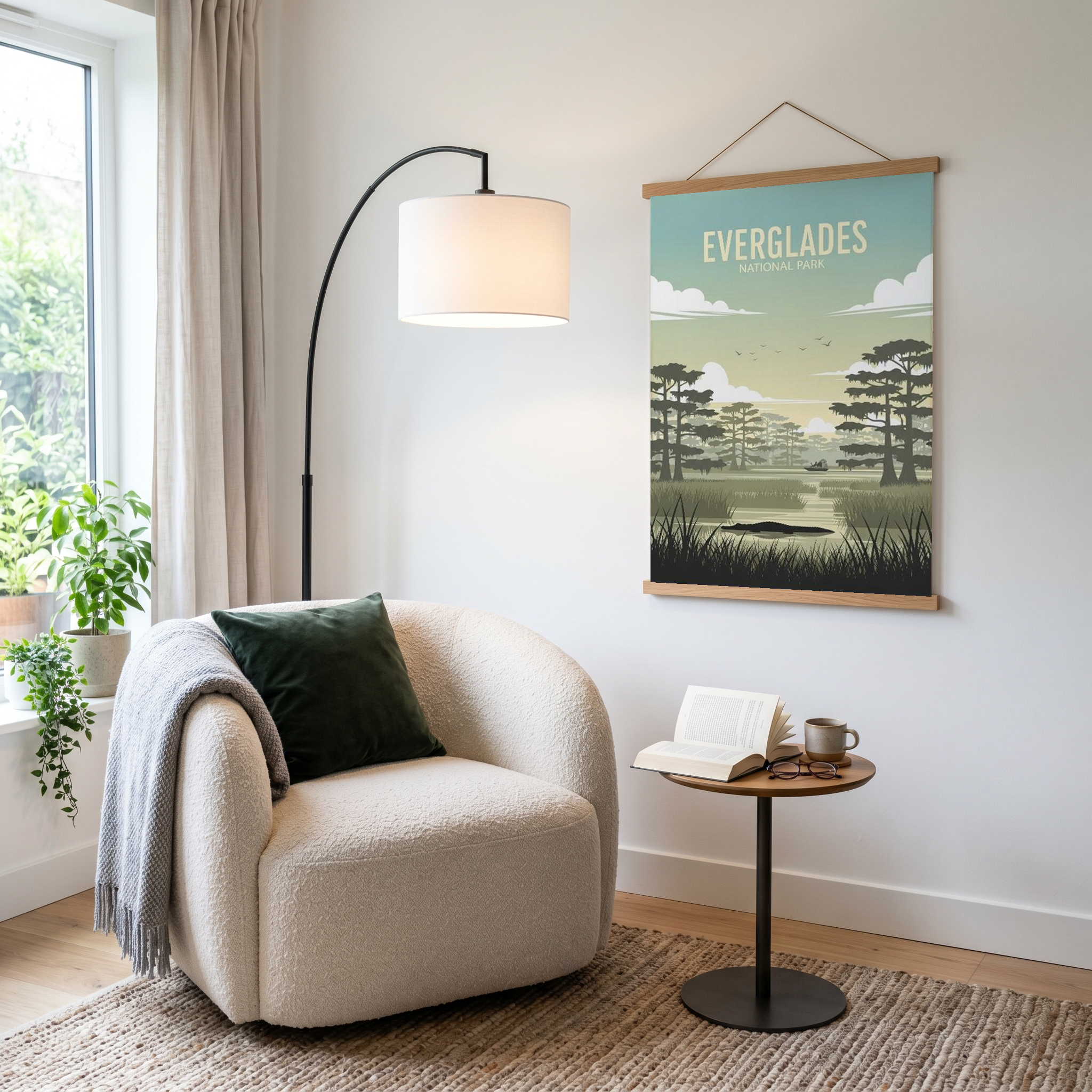 Everglades National Park Poster — Vintage Florida Alligator Cypress Print