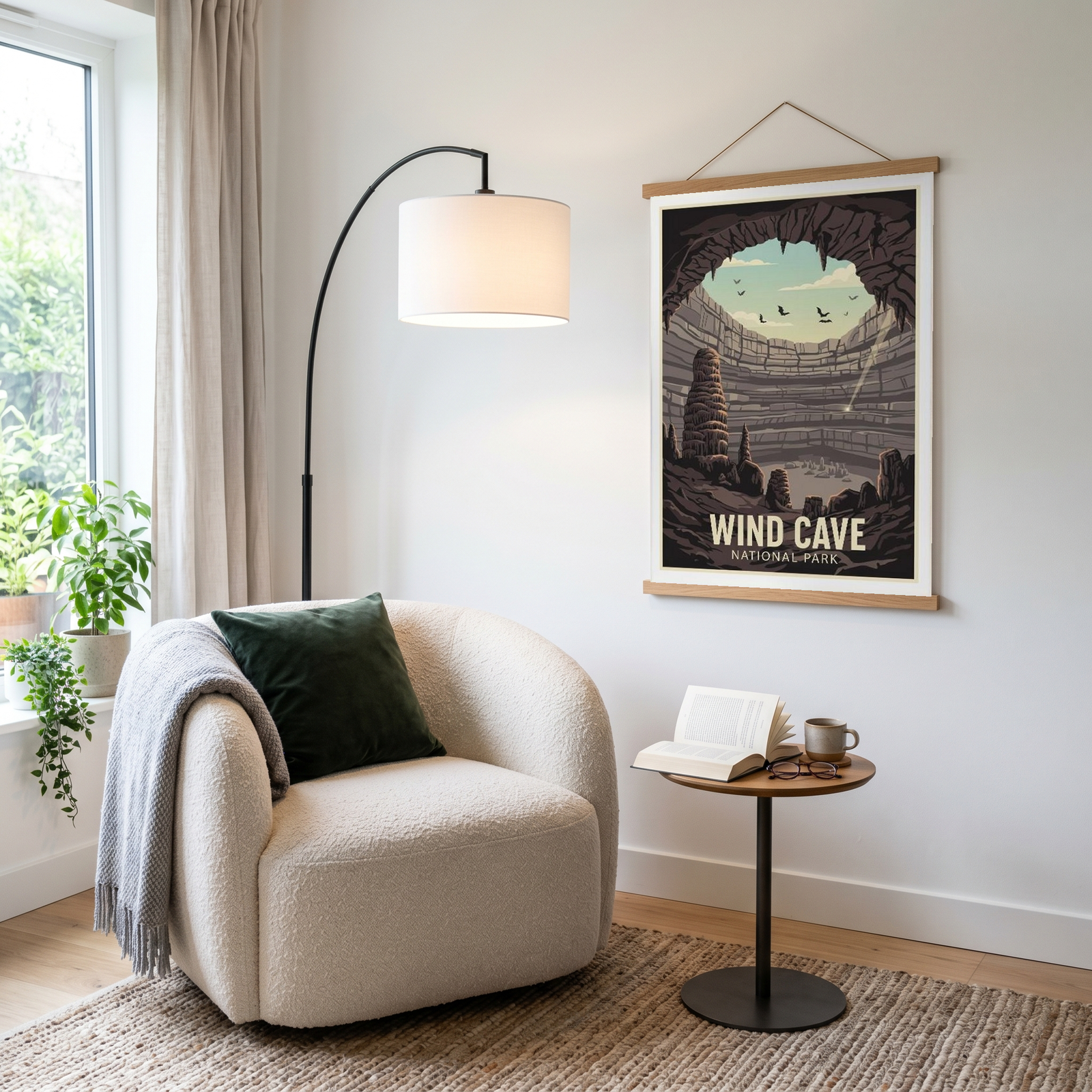 Wind Cave National Park Poster — Vintage South Dakota Cave Bat Print