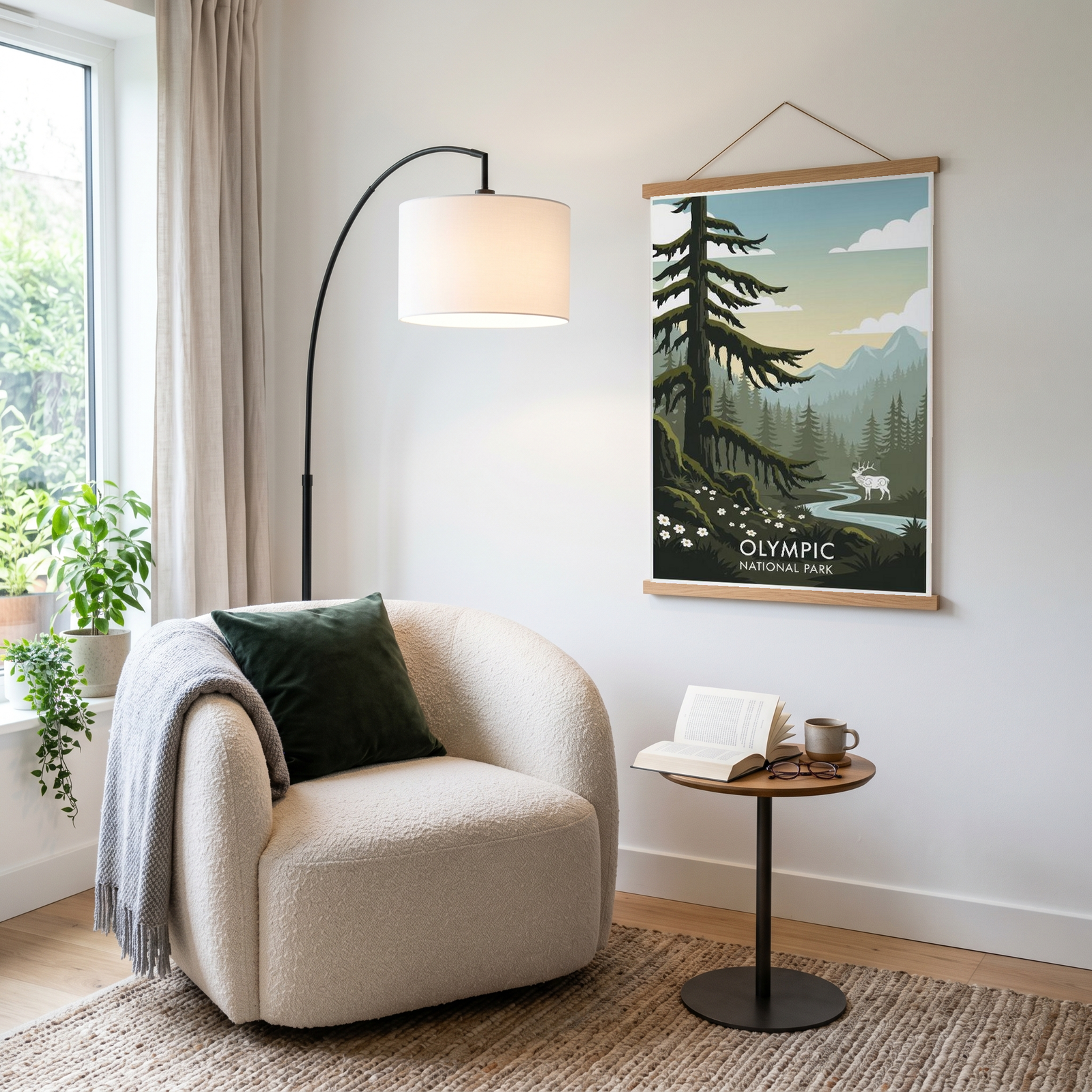 Olympic National Park Poster — Vintage Washington Roosevelt Elk Old-Growth Print