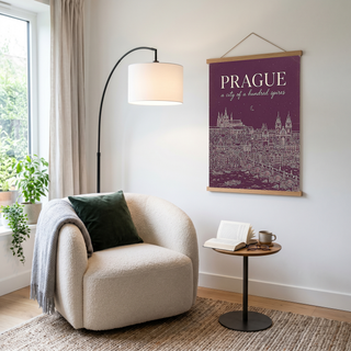 Prague Line Art Print — Plum Castle Charles Bridge Skyline Wall Art