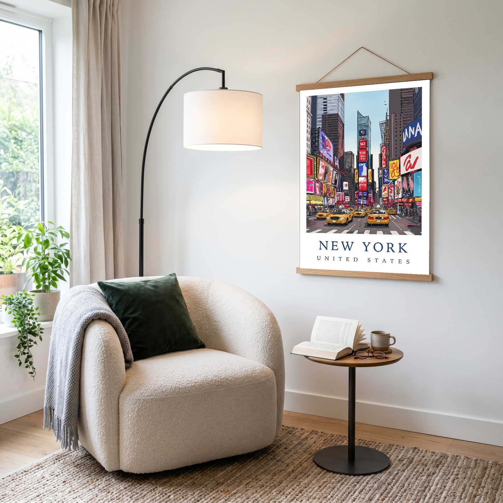 New York City Travel Poster — Times Square Yellow Cabs Iconic Print