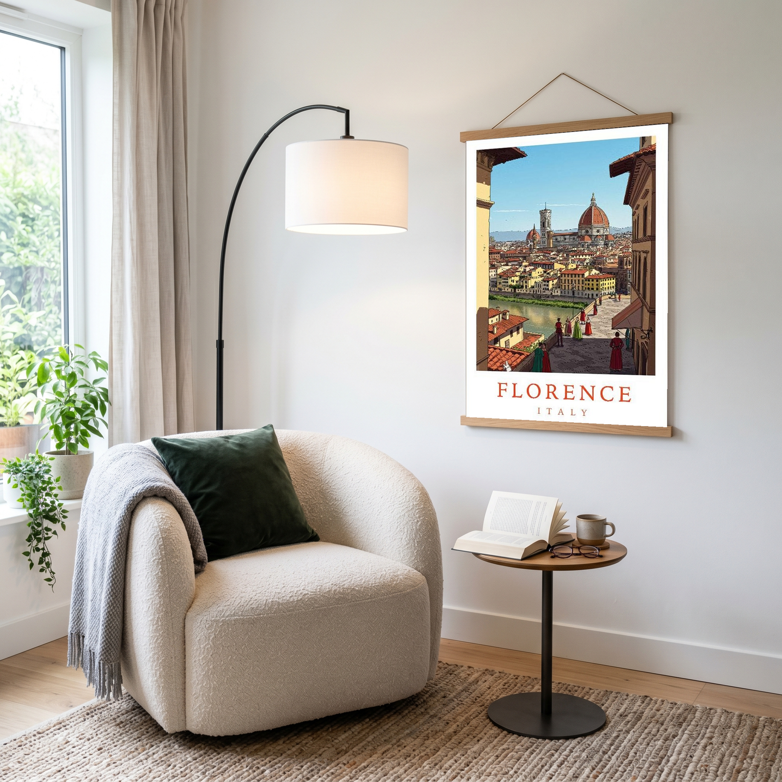 Florence Italy Travel Poster — Duomo Cathedral Renaissance Street Print