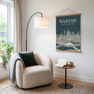 Warsaw Line Art Print — Slate Old Town Palace of Culture Skyline Wall Art