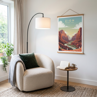Zion National Park Poster — Vintage Utah Red Canyon Travel Print