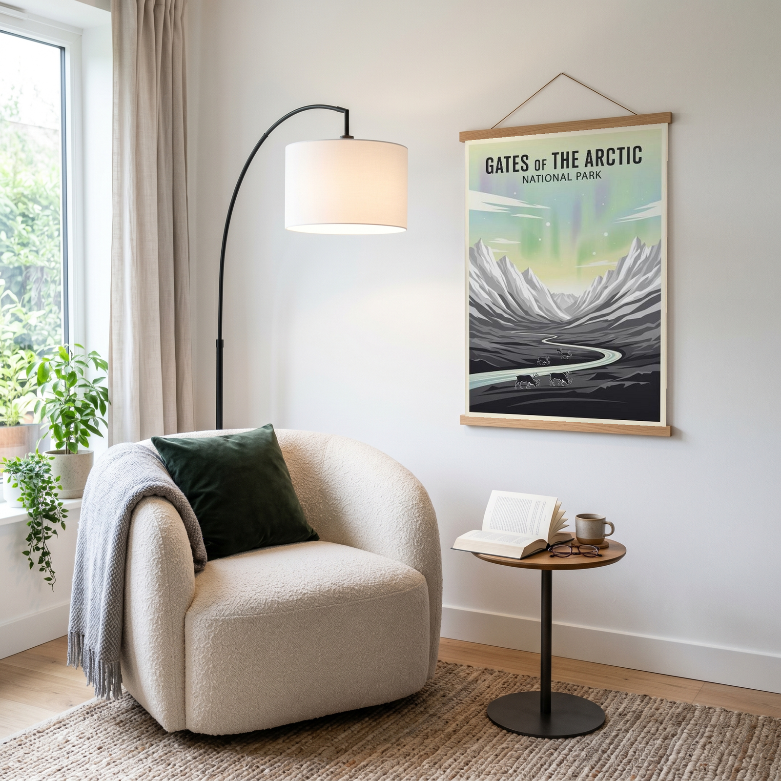 Gates of the Arctic National Park Poster — Vintage Alaska Aurora Caribou Print