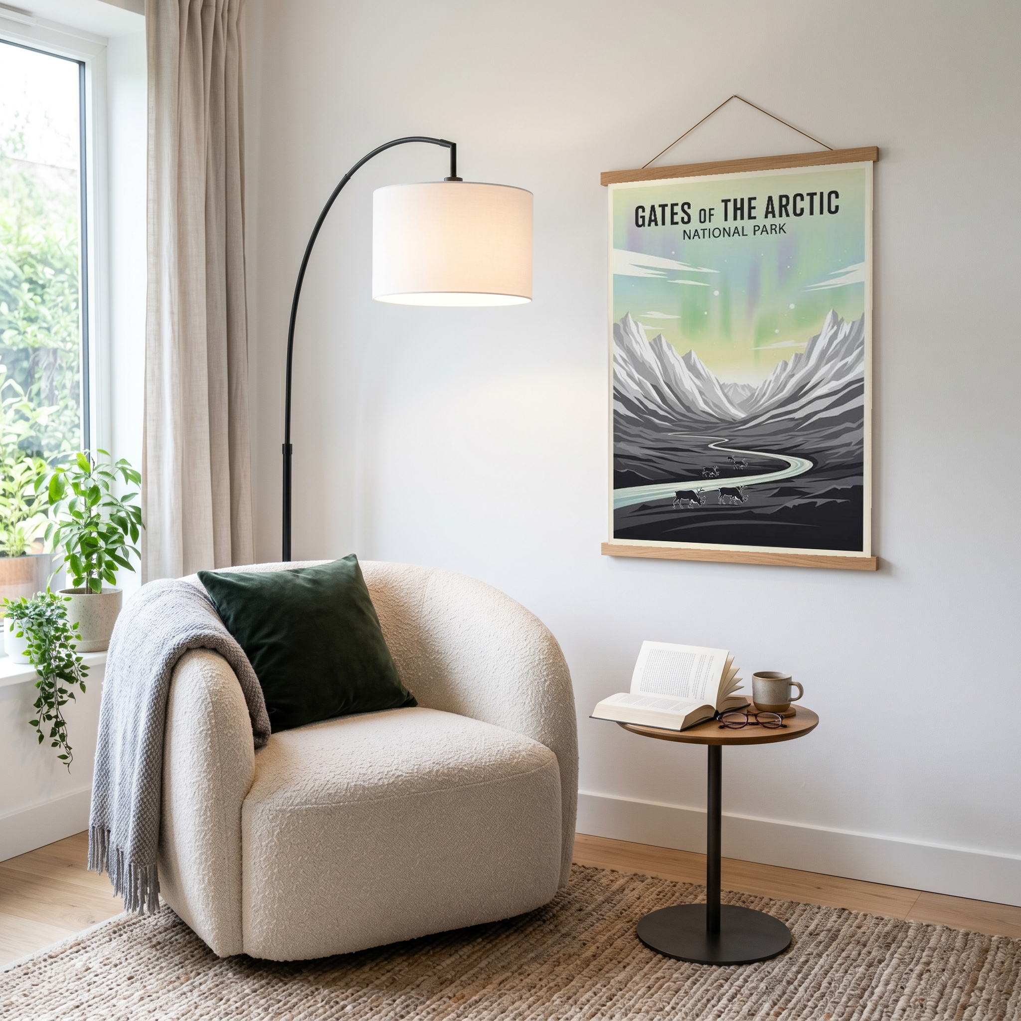 Gates of the Arctic National Park Poster — Vintage Alaska Aurora Caribou Print