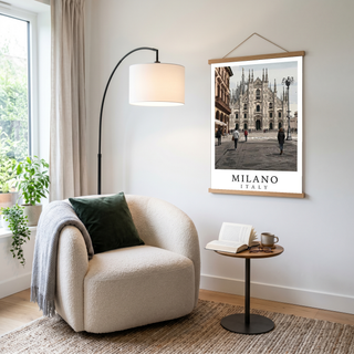 Milano Italy Travel Poster — Duomo Piazza Daytime Cityscape Print
