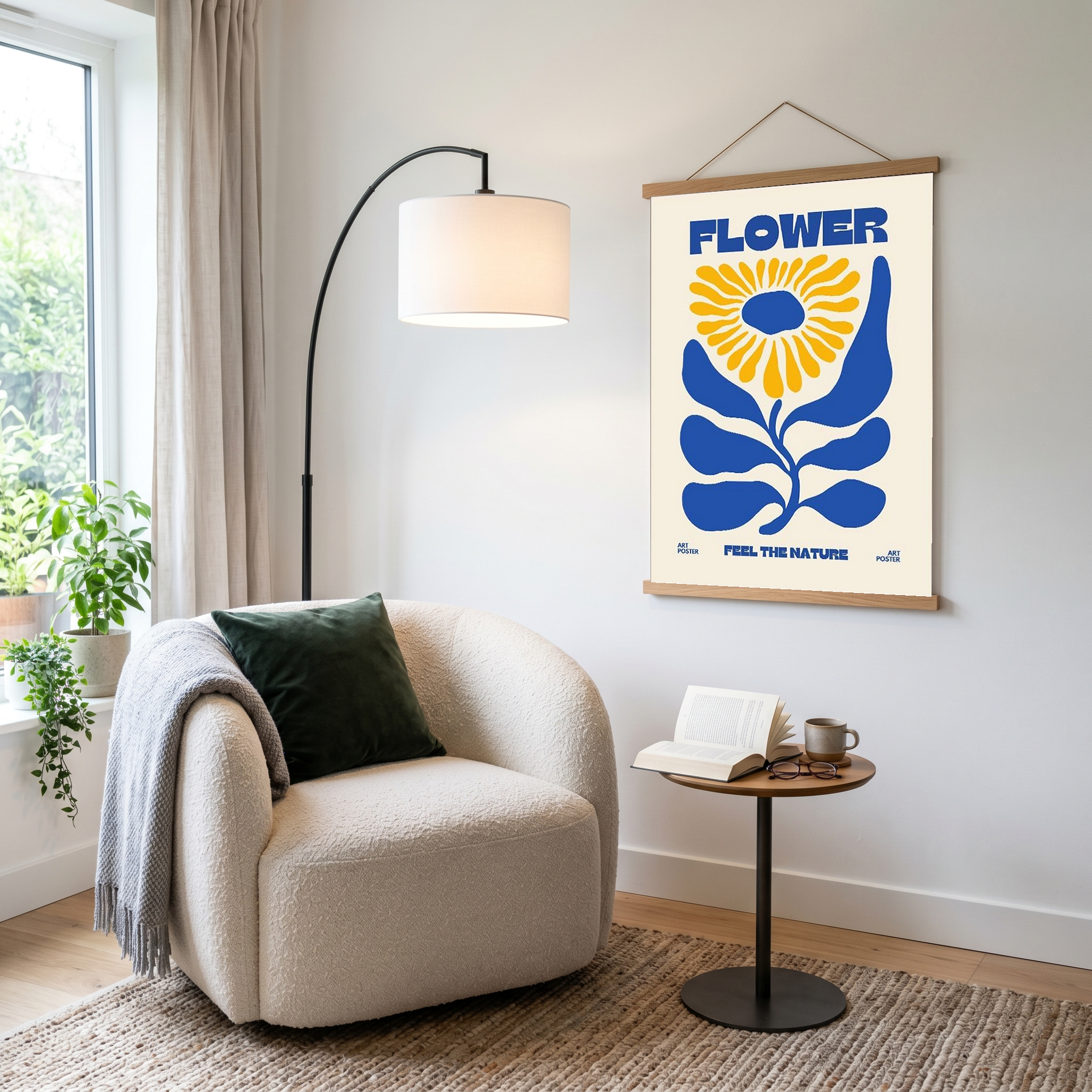 FLOWER Feel the Nature Poster — Mid-Century Botanical Cut-Out Print