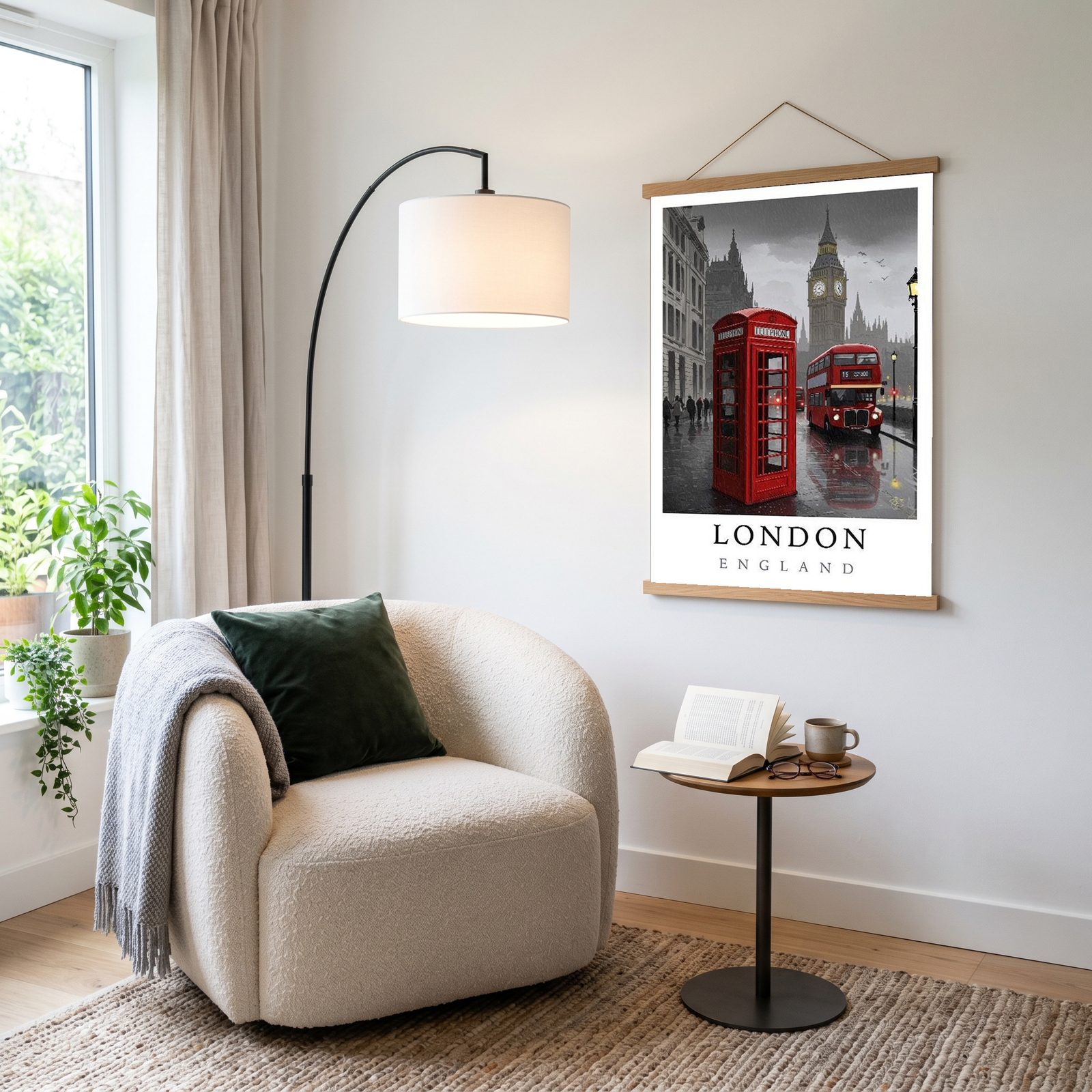London Travel Poster — Big Ben Red Bus Telephone Box Iconic Print