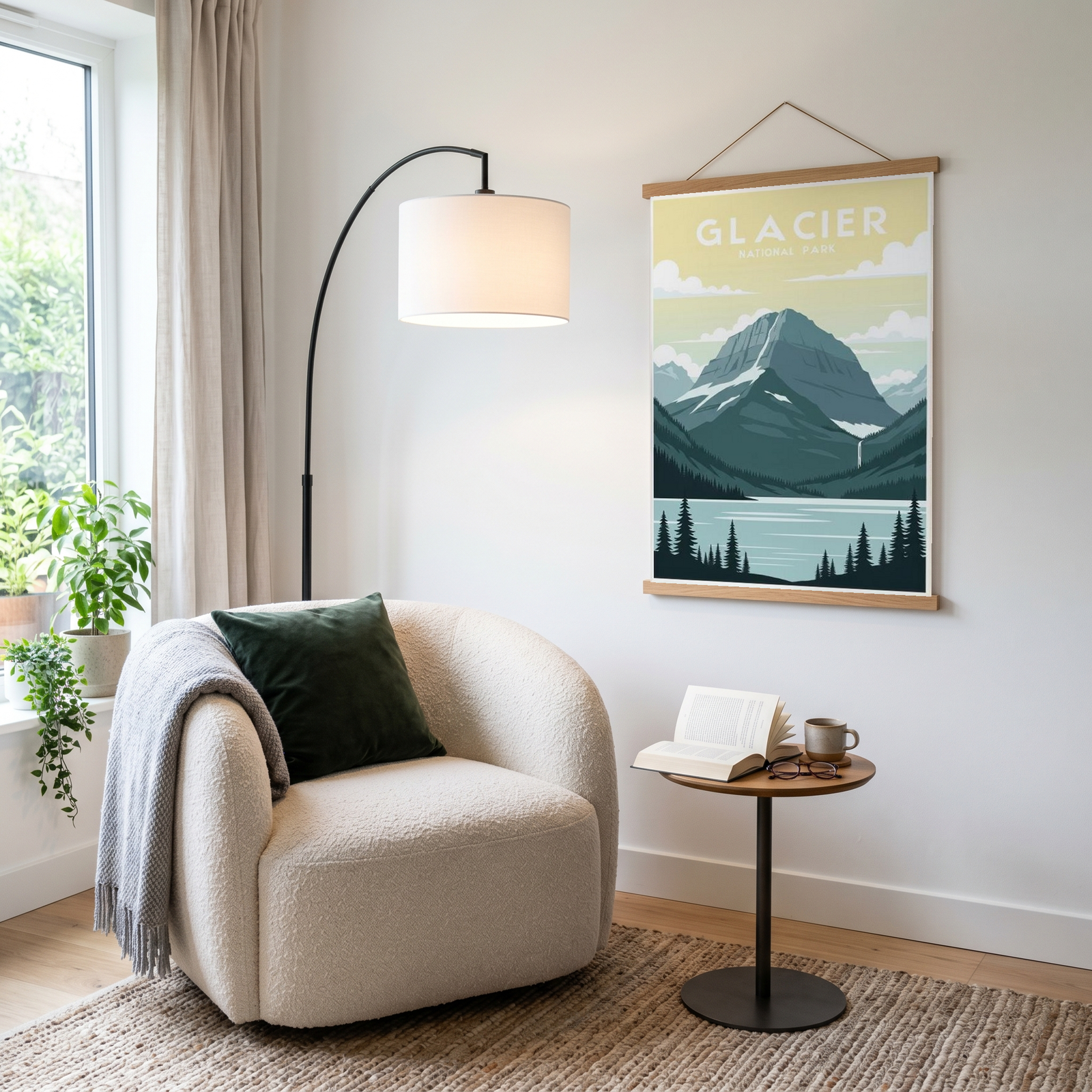 Glacier National Park Poster — Vintage Montana Rocky Mountain Lake Print