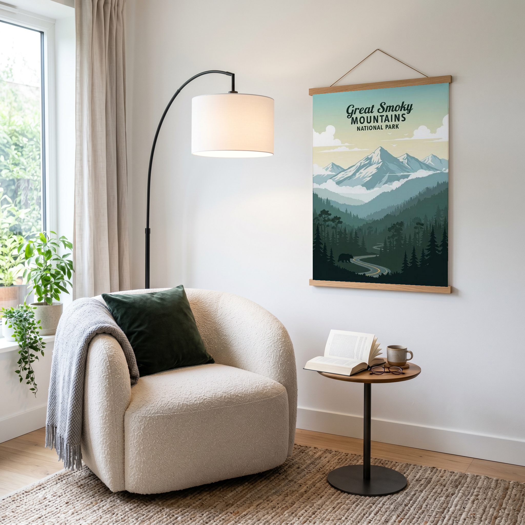 Great Smoky Mountains National Park Poster — Vintage Black Bear Foggy Ridges Print