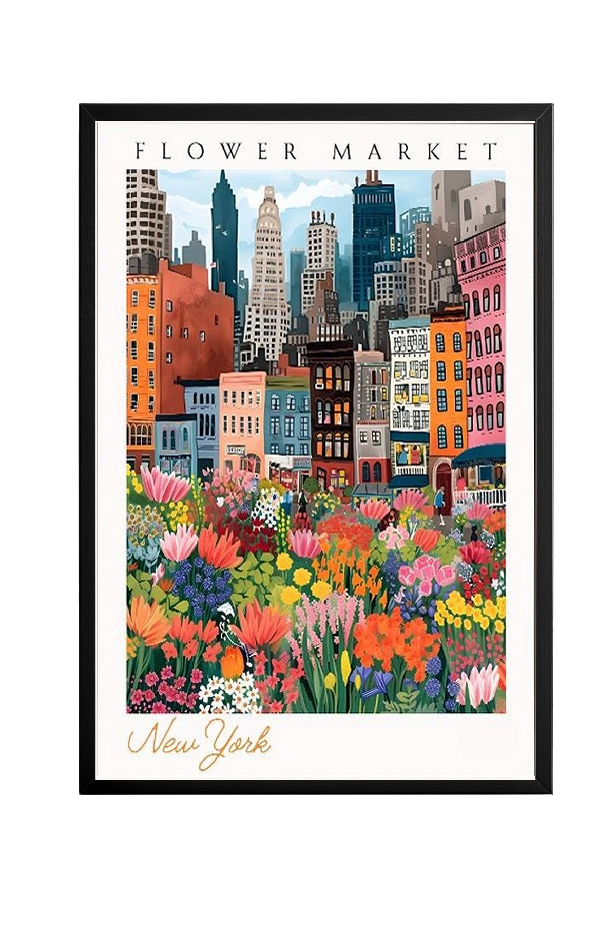 New York Flower Market — Vibrant Cityscape Botanical Wall Art Print