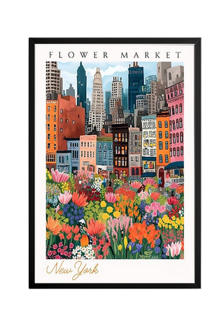 New York Flower Market — Vibrant Cityscape Botanical Wall Art Print