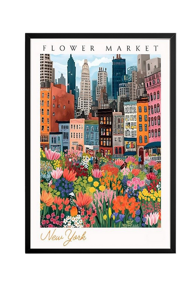 New York Flower Market — Vibrant Cityscape Botanical Wall Art Print