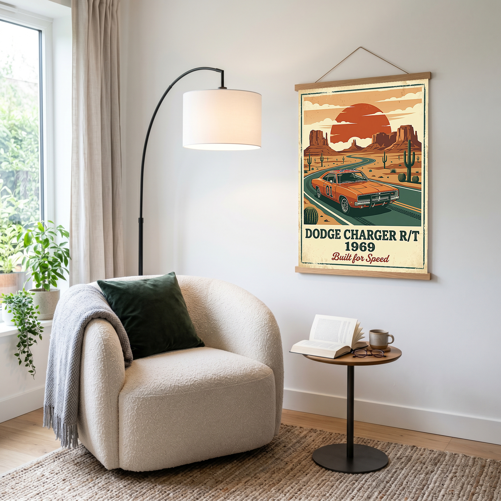 Dodge Charger R/T 1969 Poster — Vintage Muscle Car Monument Valley Print