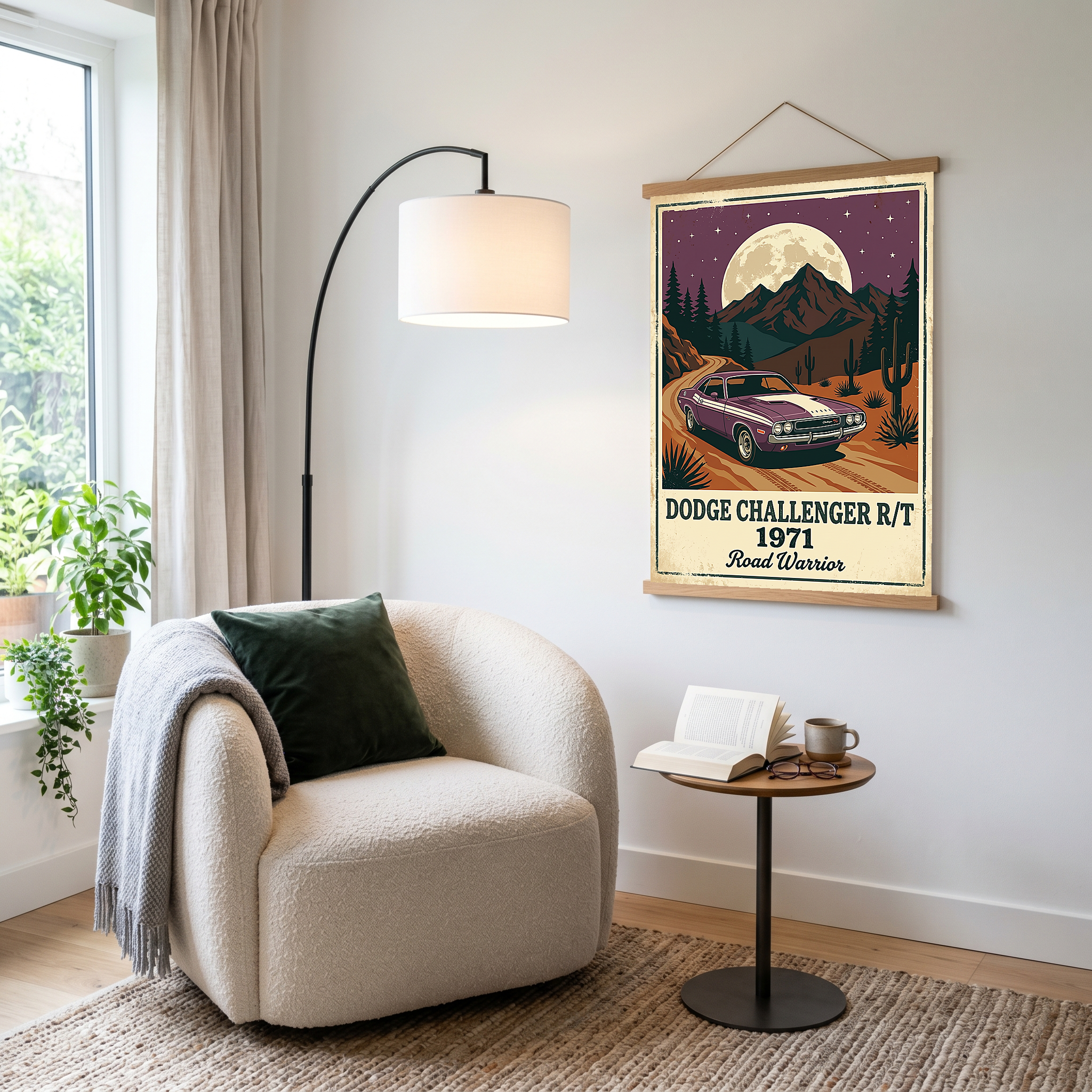 Dodge Challenger R/T 1971 Poster — Vintage Muscle Car Desert Moon Print