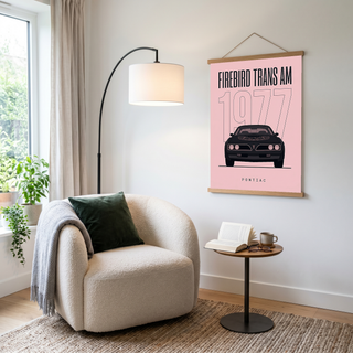 Pontiac Firebird Trans Am 1977 Minimalist Poster — Blush Pink Muscle Line Art