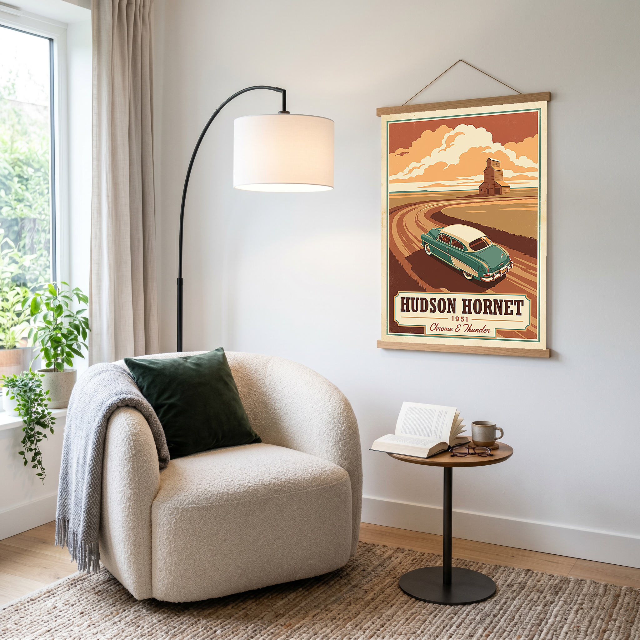 Hudson Hornet 1951 Poster — Vintage NASCAR Stock Car Prairie Print
