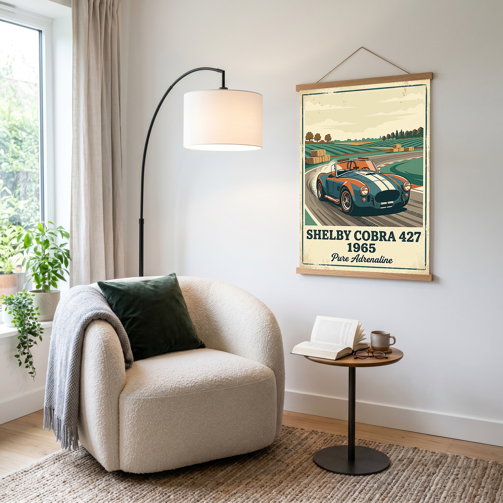 Shelby Cobra 427 1965 Poster — Vintage Race Track Roadster Print