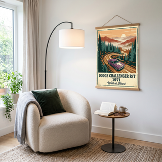 Dodge Challenger R/T 1971 V2 Poster — Vintage Muscle Misty Pine Mountain Print