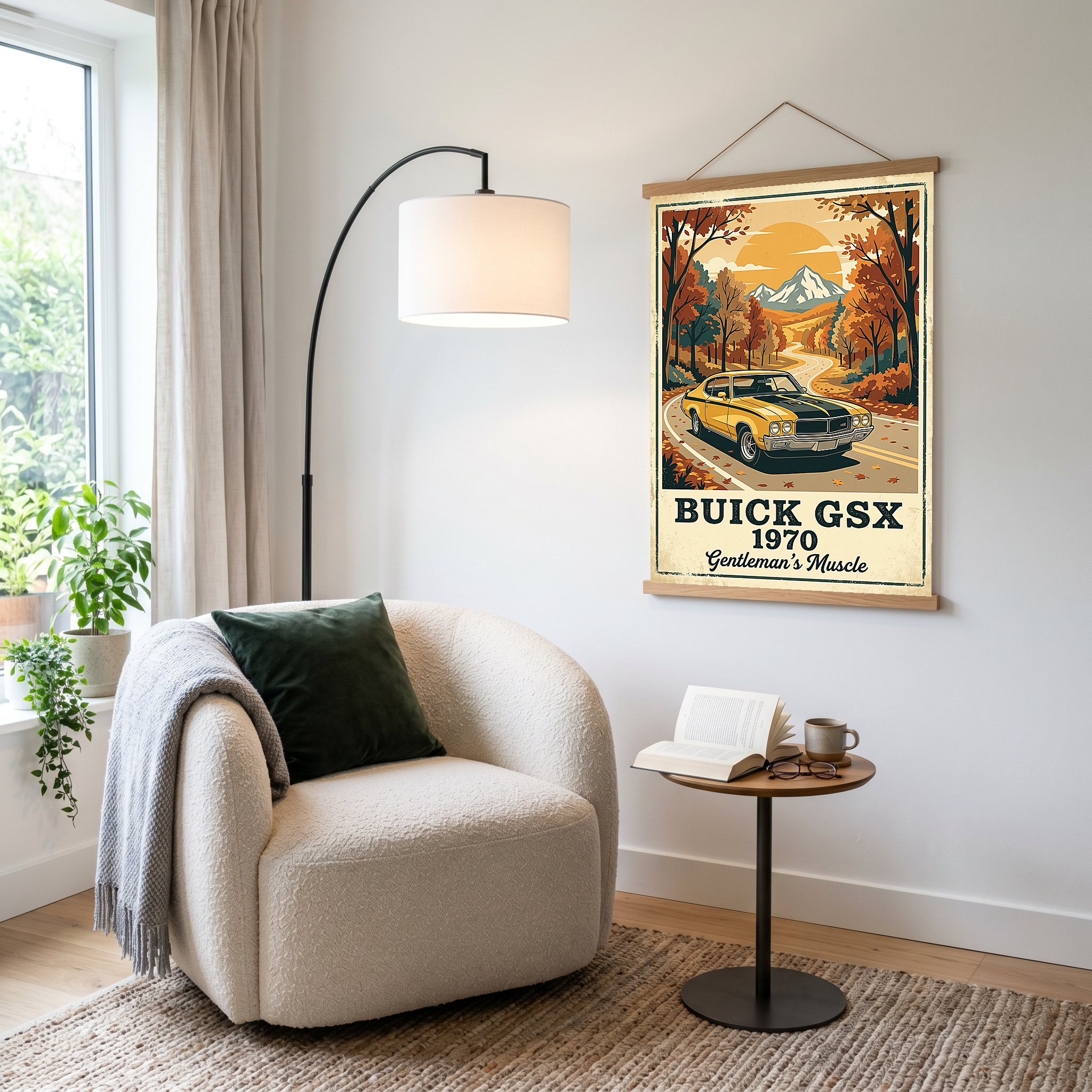 Buick GSX 1970 Poster — Vintage Muscle Car Fall Mountain Road Print
