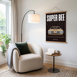 Dodge Super Bee 1970 Minimalist Poster — Black Muscle Car Line Art