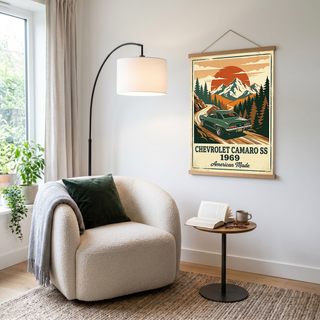 Chevrolet Camaro SS 1969 V2 Poster — Vintage Muscle Car Mountain Pine Print