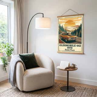 Oldsmobile 442 1970 Poster — Vintage Muscle Car Mountain Pine Print
