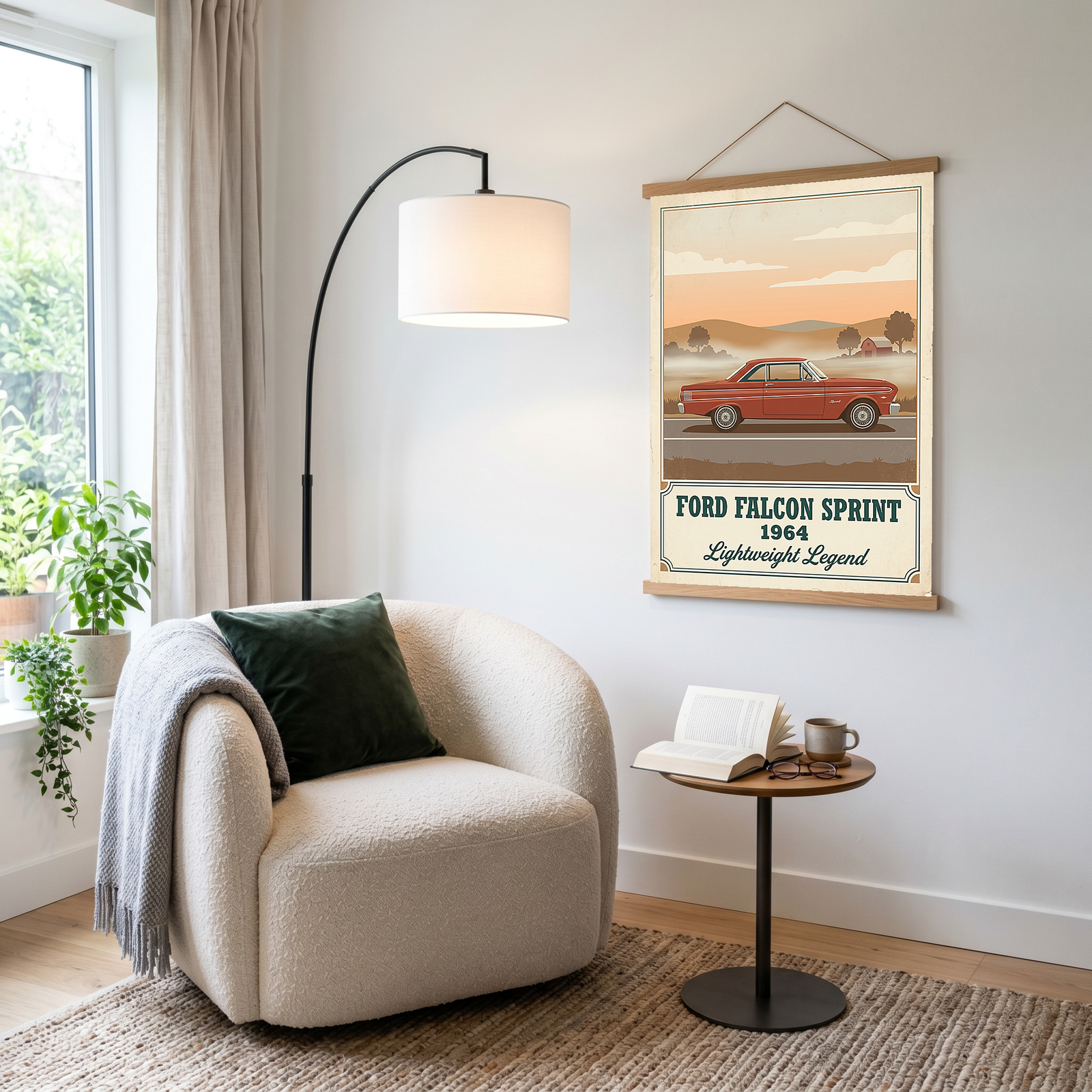 Ford Falcon Sprint 1964 Poster — Vintage Muscle Car Misty Country Road Print