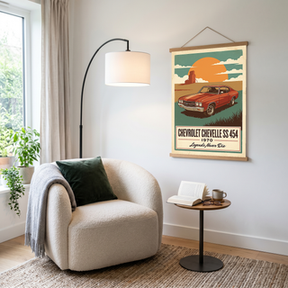 Chevrolet Chevelle SS 454 1970 V8 Sunset Silo Poster — Vintage Muscle Heartland Print