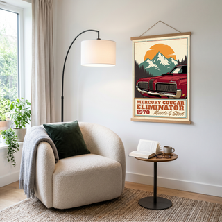 Mercury Cougar Eliminator 1970 V3 Poster — Vintage Muscle Front Grille Mountain Print