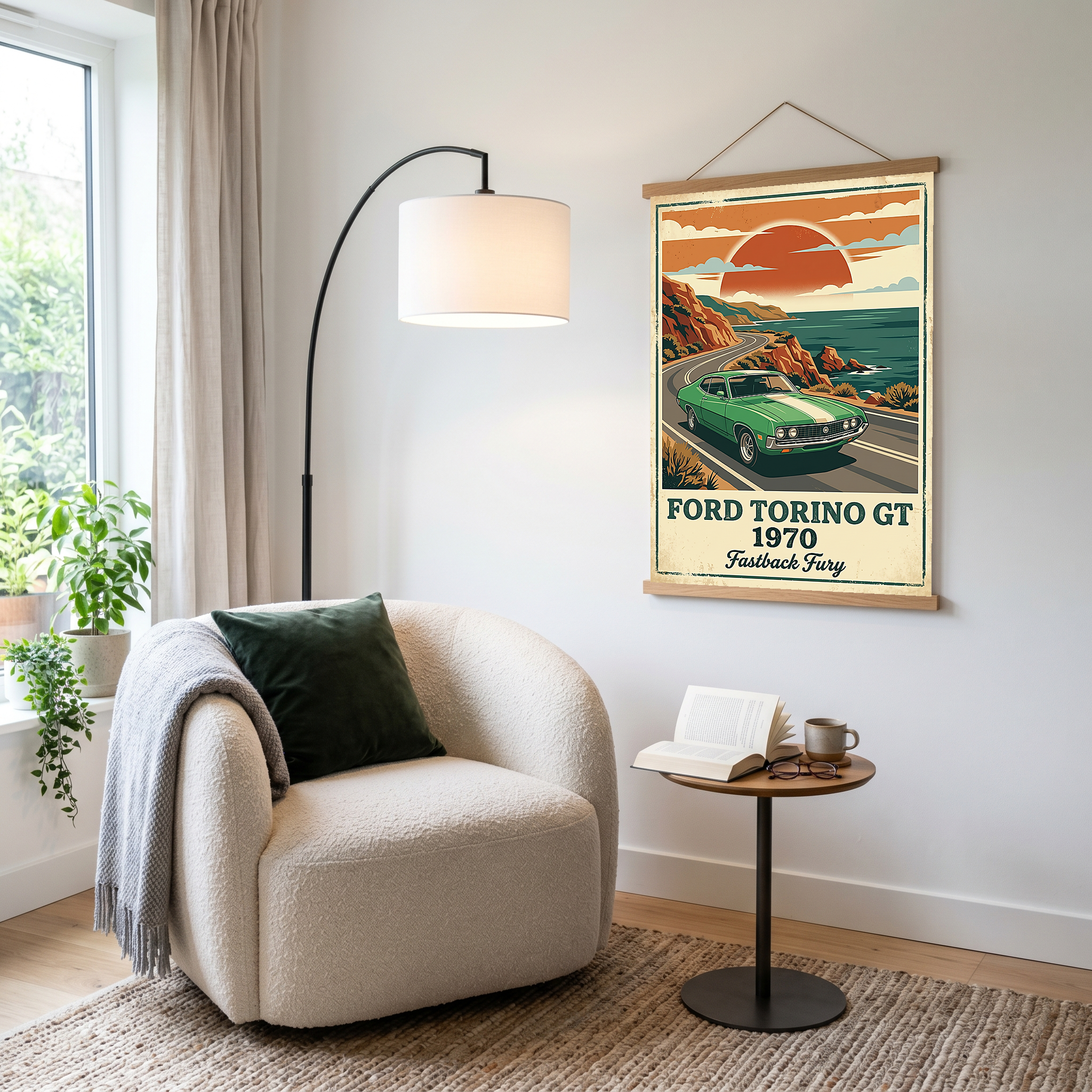Ford Torino GT 1970 V2 Poster — Vintage Muscle Car Pacific Coast Curve Print