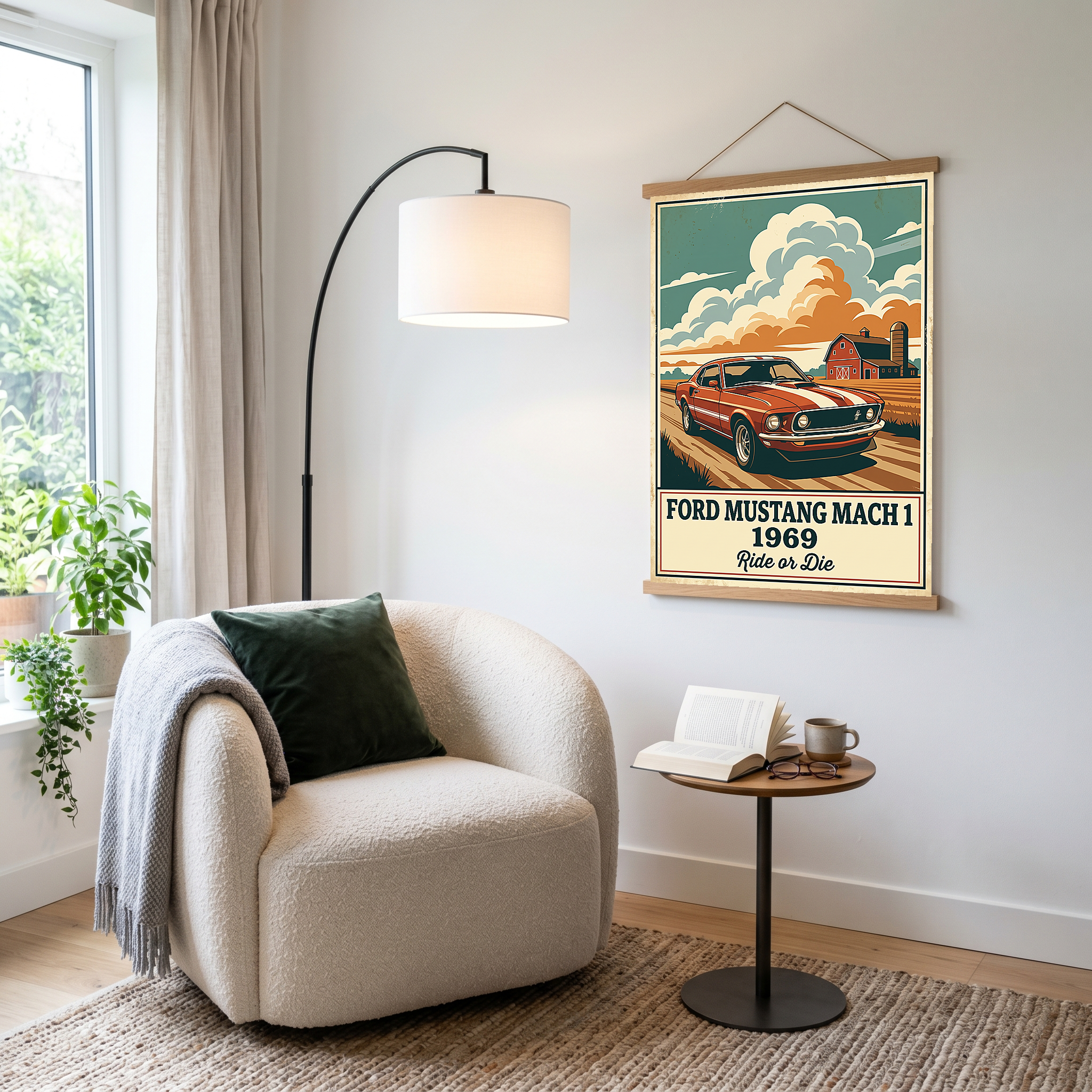 Ford Mustang Mach 1 1969 Poster — Vintage Muscle Country Sky Barn Print